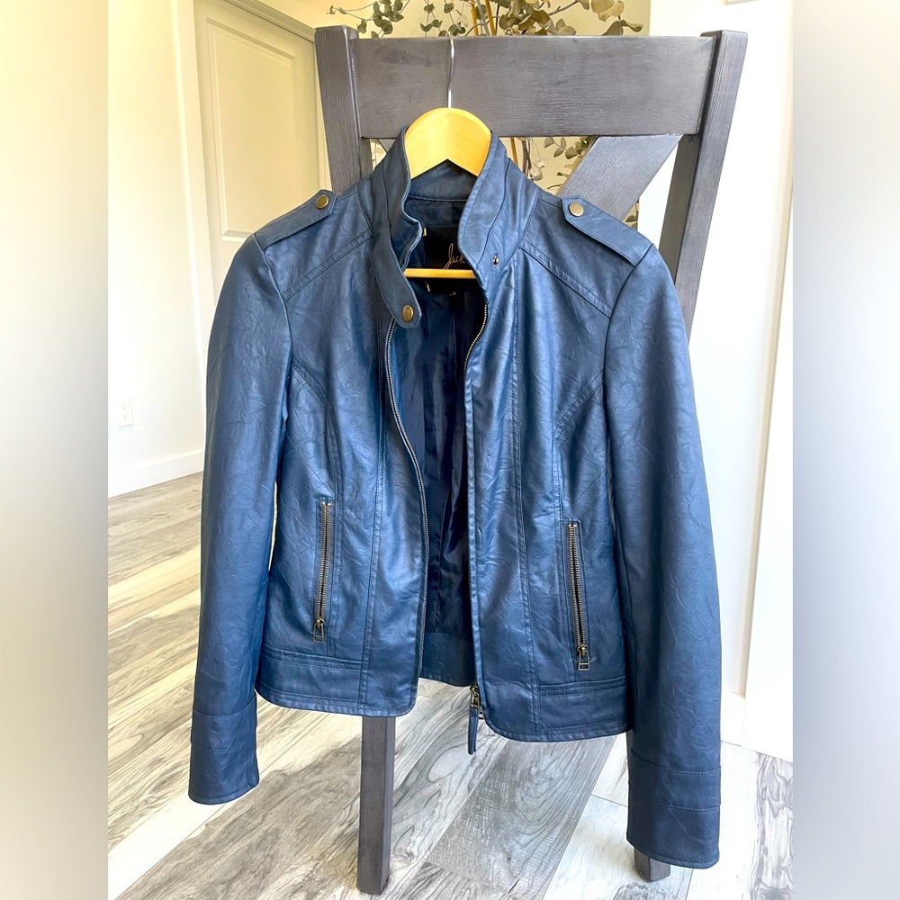 Black Lightweight vegan leather bomber Jacket